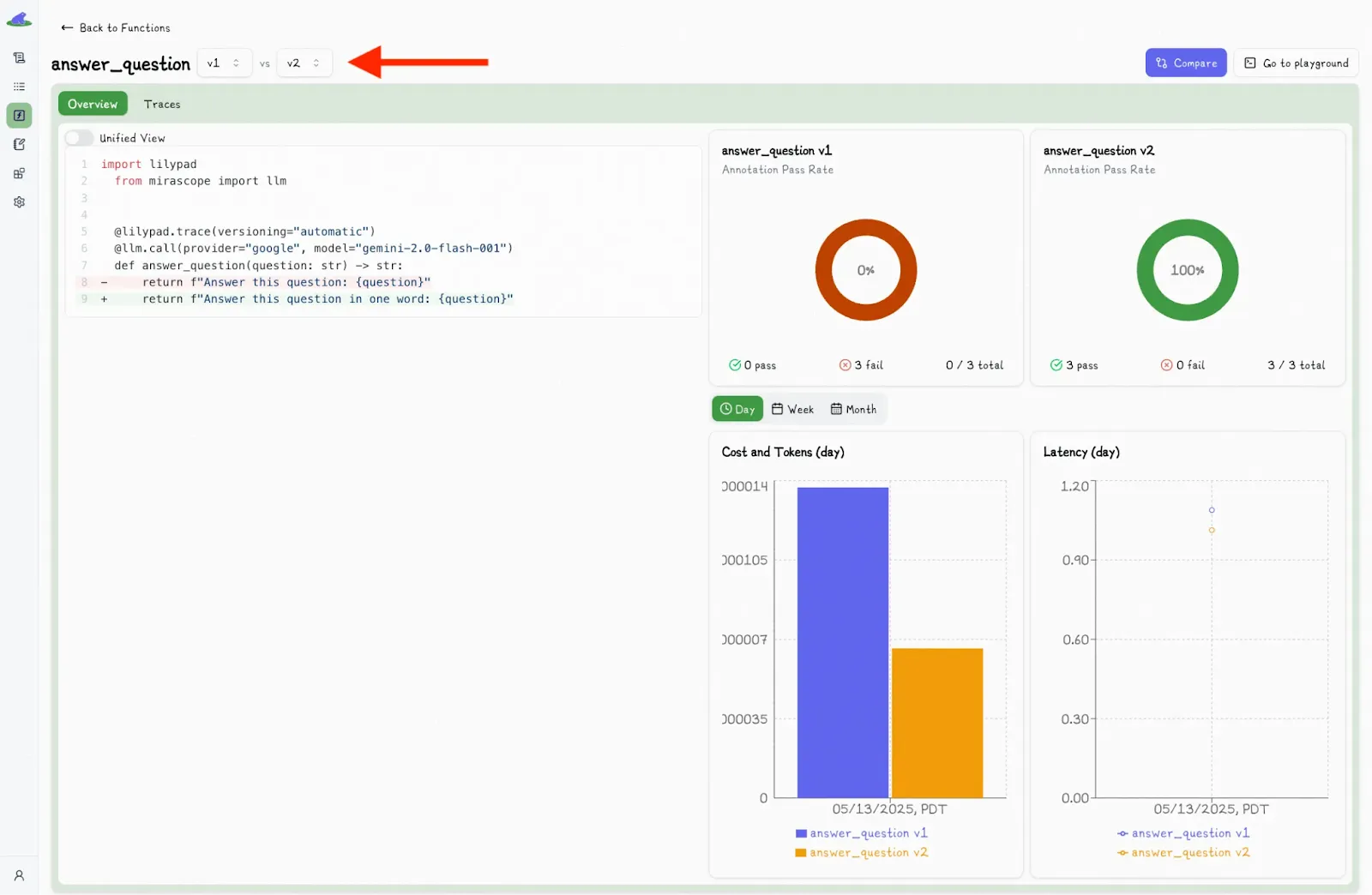 Answer Question Compare Versions