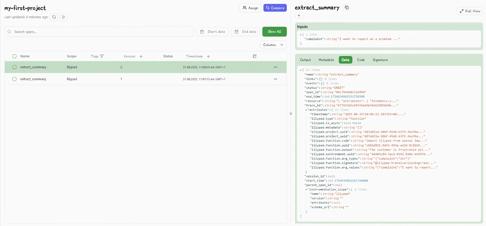 Lilypad GenAI Trace Data