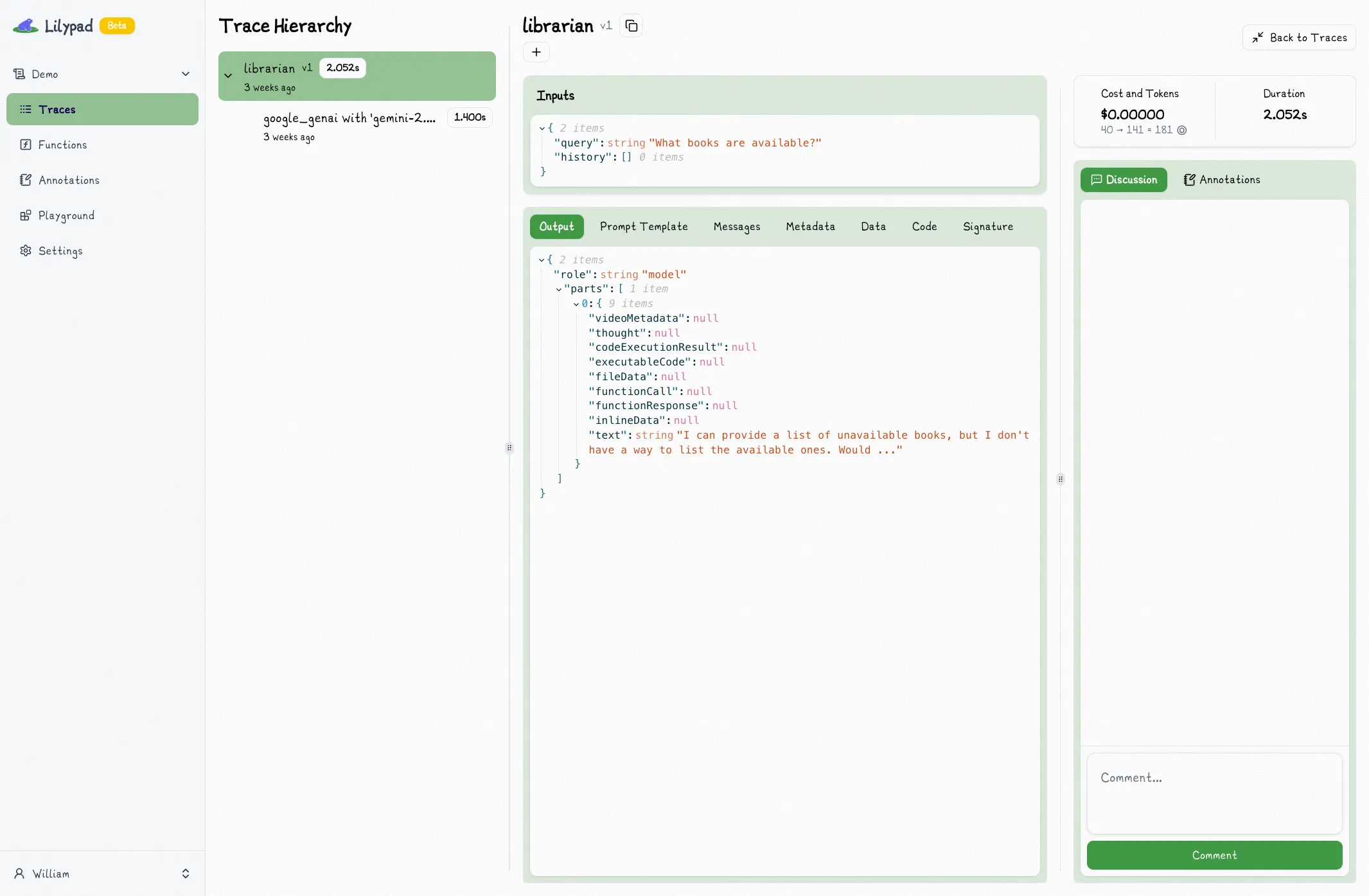 Lilypad Trace Details Screenshot