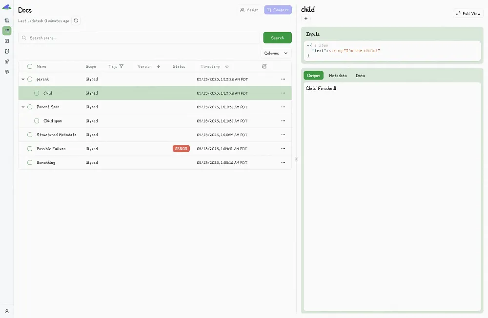 Lilypad Nested Traces