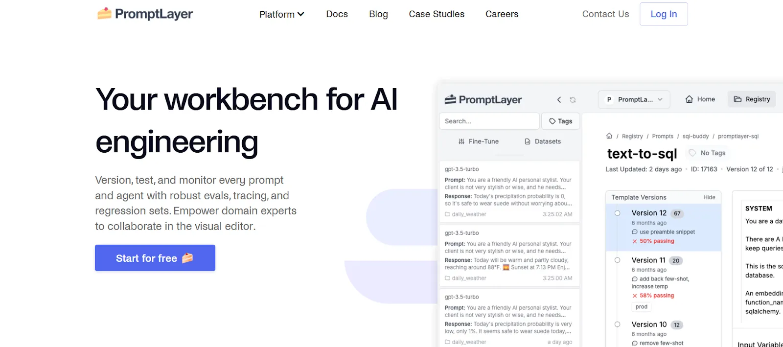 Prompt Layer Landing Page