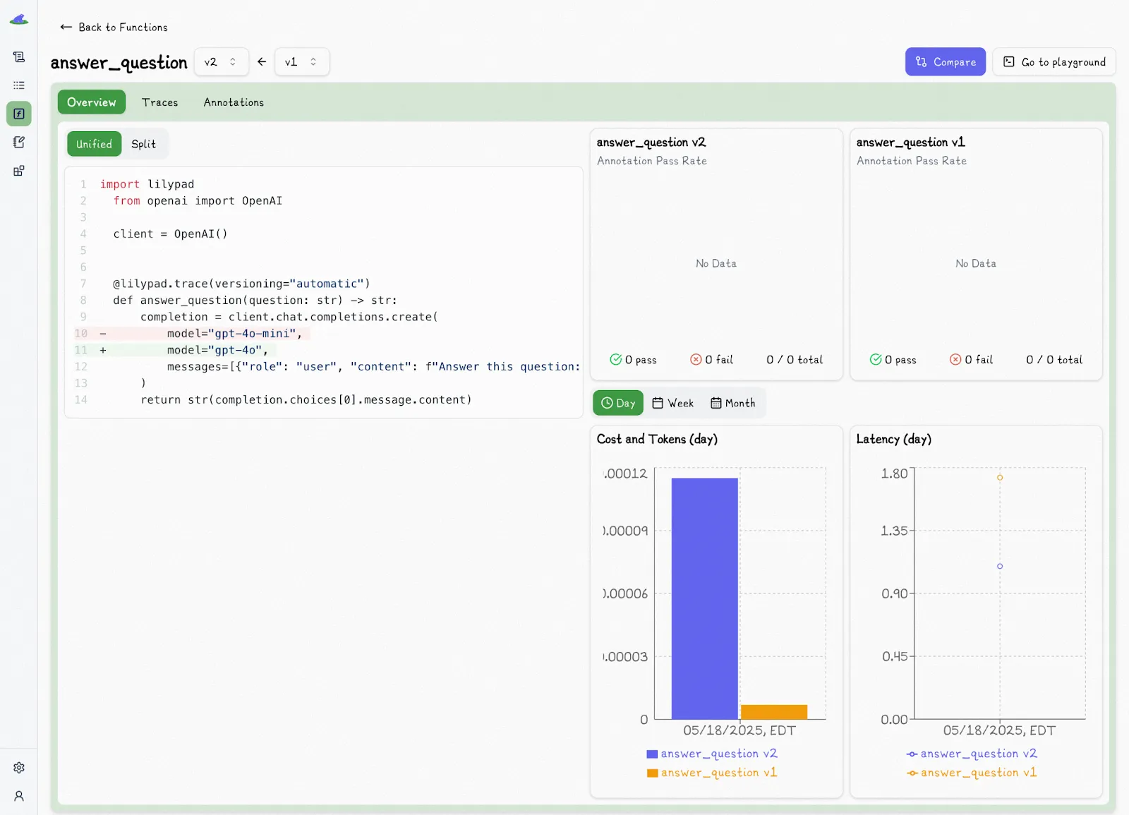 Answer Question V1 & V2 Comparison