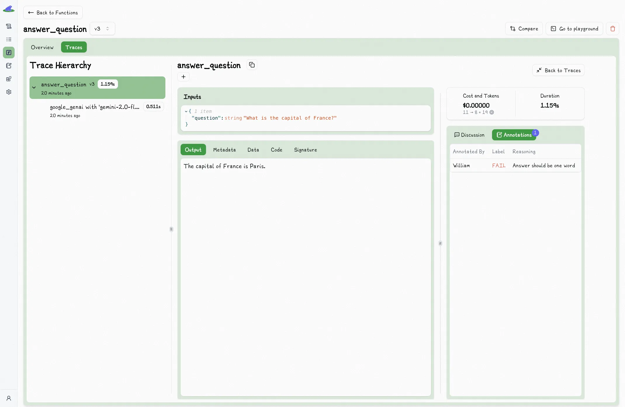 Trace Annotation Sidebar