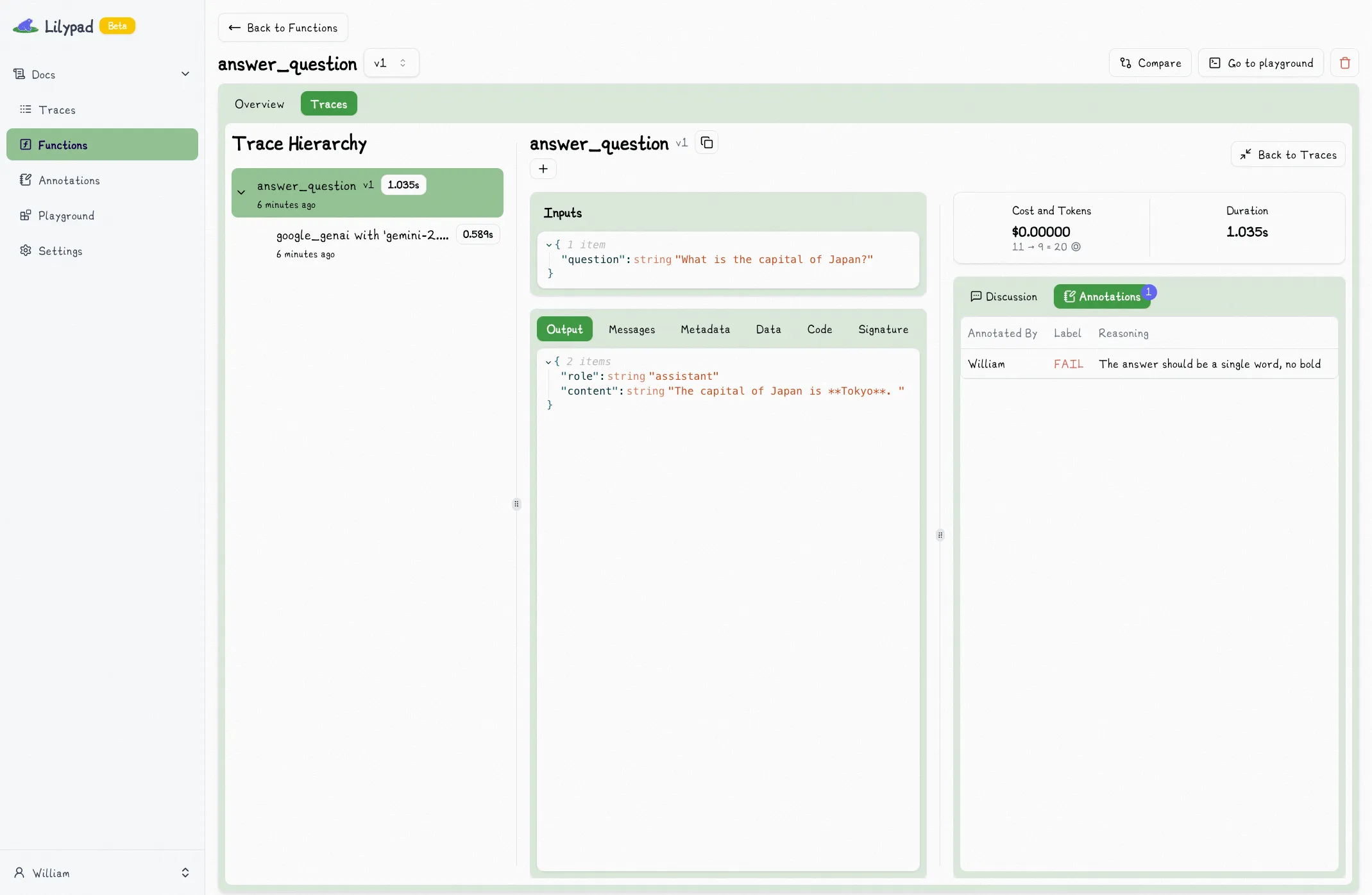 Lilypad Trace Annotation